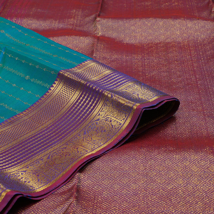 Hayagrivas Handloom Mayilkazhuthu Kanjivaram Silk Saree with Wine Purple border KSBE5H11-1