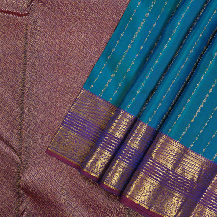 Hayagrivas Handloom Mayilkazhuthu Kanjivaram Silk Saree with Wine Purple border KSBE5H11-1
