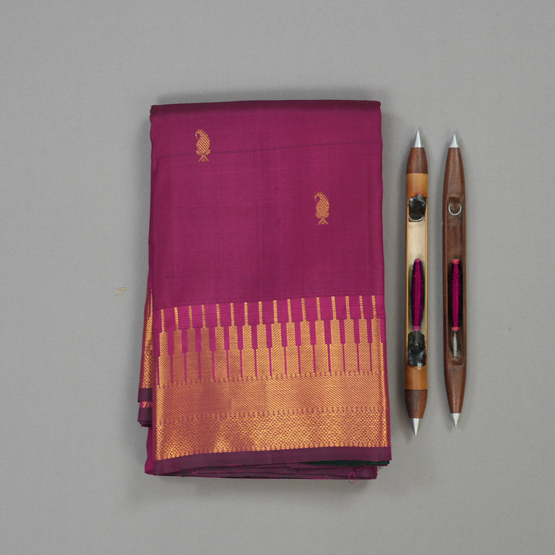Hayagrivas Handloom Wine Purple Kanjivaram Silk Saree KSBE5H12-3