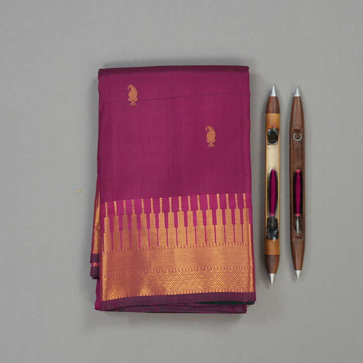 Hayagrivas Handloom Wine Purple Kanjivaram Silk Saree KSBE5H12-3