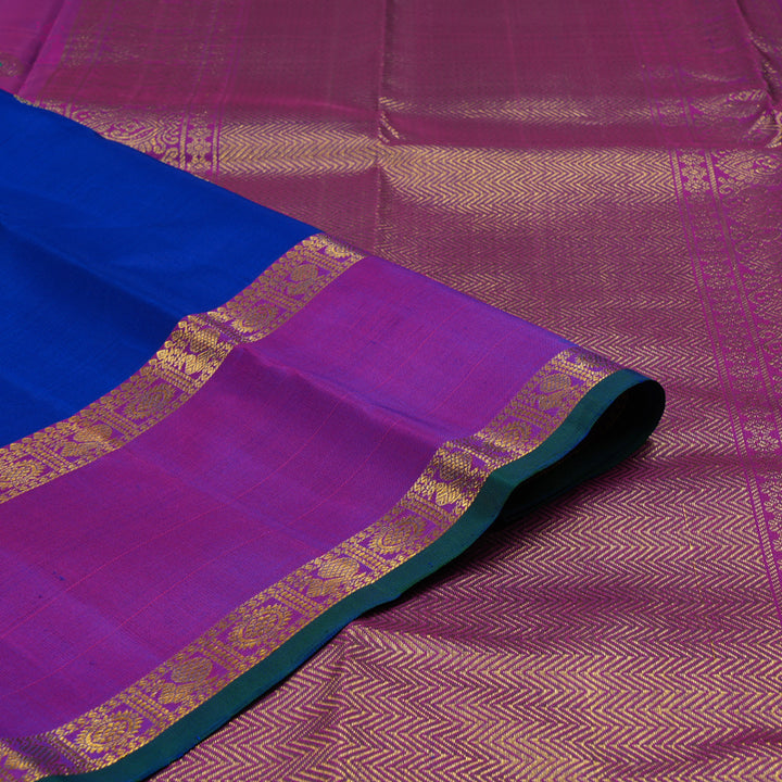 Hayagrivas Handloom MS Blue Kanjivaram Silk Saree with Purple border KSBE5H12-5