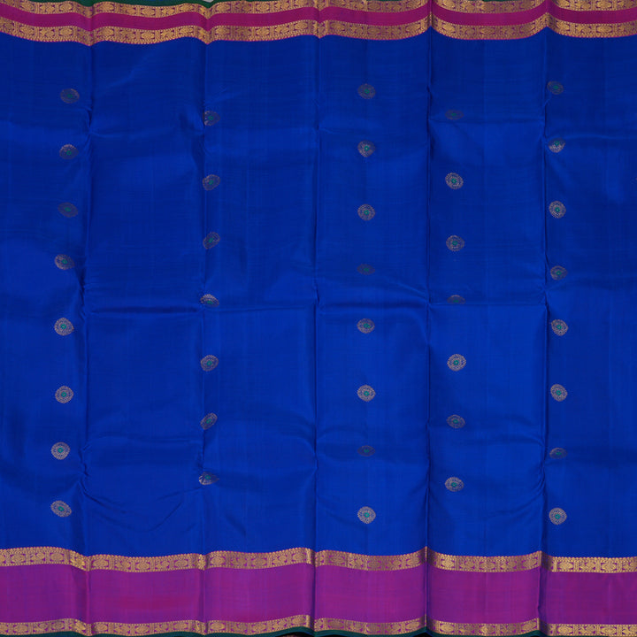 Hayagrivas Handloom MS Blue Kanjivaram Silk Saree with Purple border KSBE5H12-5
