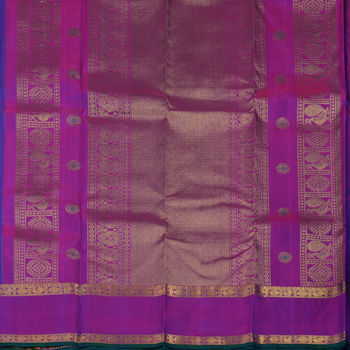 Hayagrivas Handloom MS Blue Kanjivaram Silk Saree with Purple border KSBE5H12-5