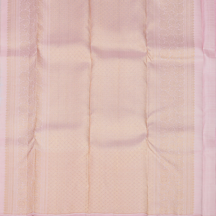 Hayagrivas Handloom Kanjivaram Powder Blue Silk Saree with Pastel Pink Border KSBE5H14-12