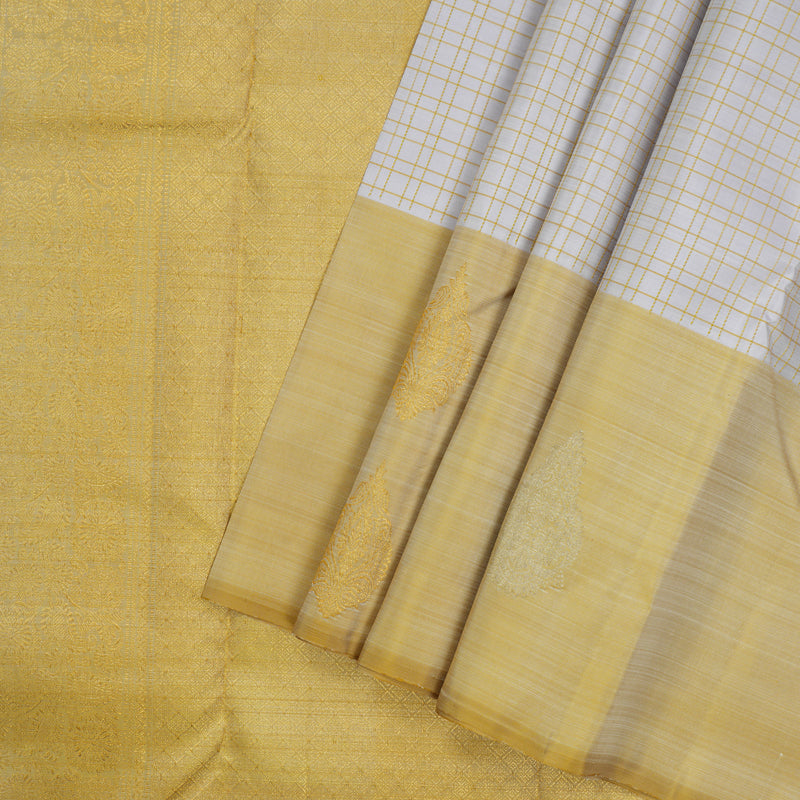 Hayagrivas Handloom Kanjivaram Half White Silk Saree with Sandal Border KSBE5H14-15
