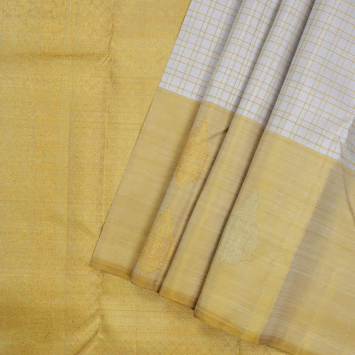 Hayagrivas Handloom Kanjivaram Half White Silk Saree with Sandal Border KSBE5H14-15