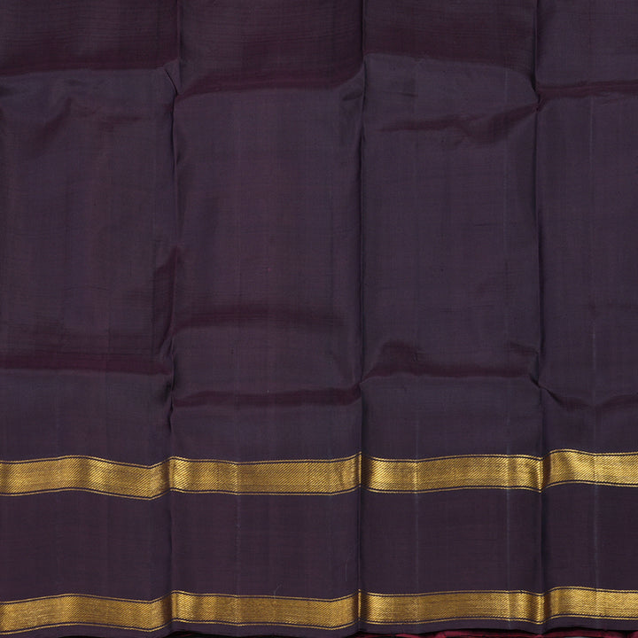 Hayagrivas Handloom Wine Maroon Kanjivaram Silk Saree with Deep Violet Border KSBE5H3-1