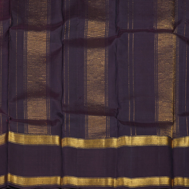 Hayagrivas Handloom Wine Maroon Kanjivaram Silk Saree with Deep Violet Border KSBE5H3-1