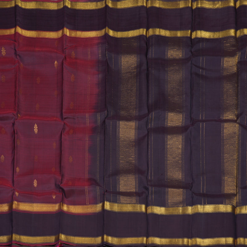 Hayagrivas Handloom Wine Maroon Kanjivaram Silk Saree with Deep Violet Border KSBE5H3-1