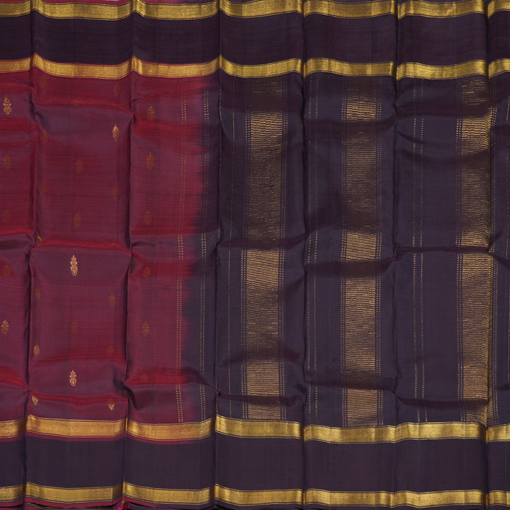 Hayagrivas Handloom Wine Maroon Kanjivaram Silk Saree with Deep Violet Border KSBE5H3-1