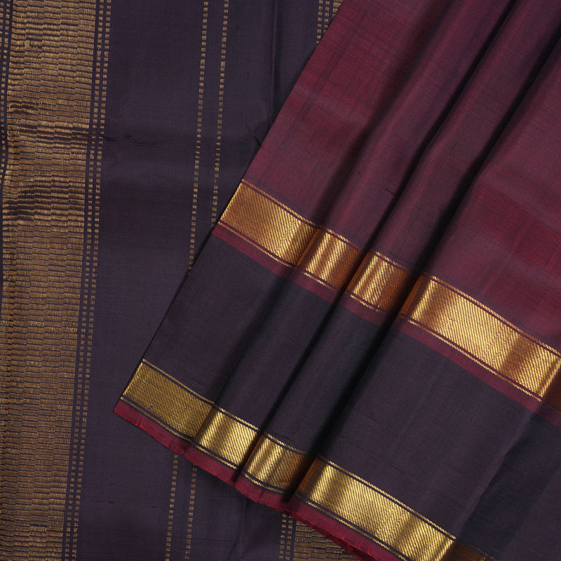 Hayagrivas Handloom Wine Maroon Kanjivaram Silk Saree with Deep Violet Border KSBE5H3-1