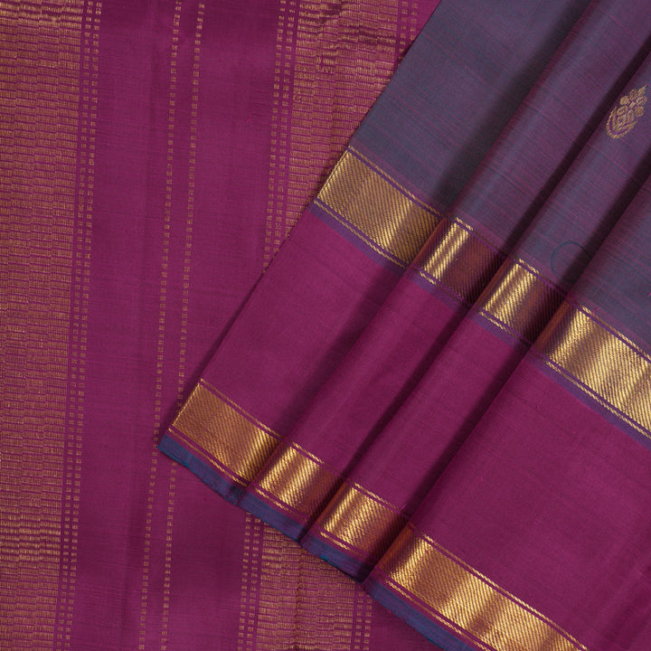Hayagrivas Handloom Dual Tone (Purple & Blue) Kanjivaram Silk Saree KSBE5H3-2