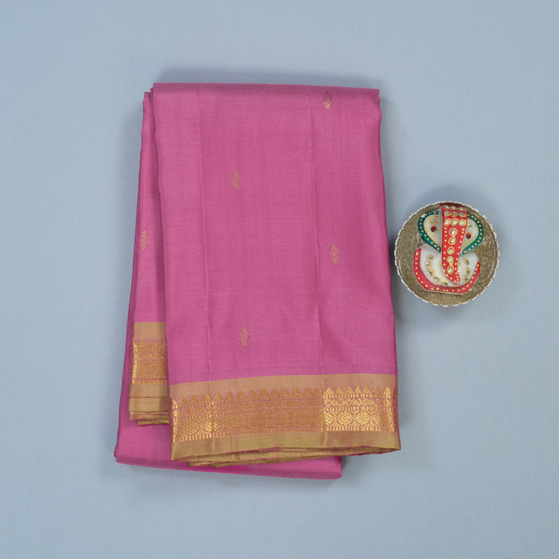 Hayagrivas Handloom Rose Pink Kanjivaram Silk Saree with Light Pista Green Border KSBE5H4-1