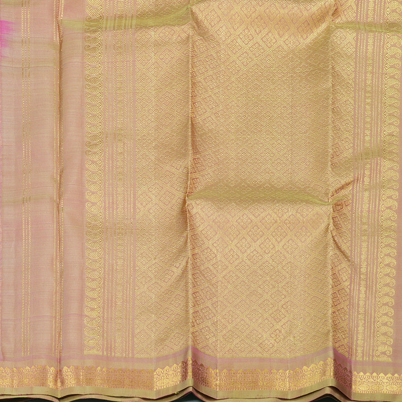 Hayagrivas Handloom Rose Pink Kanjivaram Silk Saree with Light Pista Green Border KSBE5H4-1