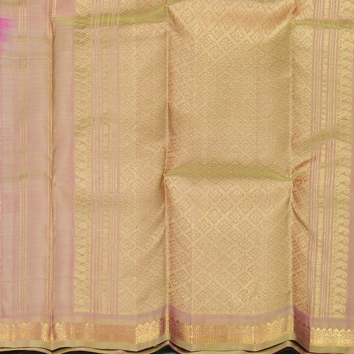 Hayagrivas Handloom Rose Pink Kanjivaram Silk Saree with Light Pista Green Border KSBE5H4-1