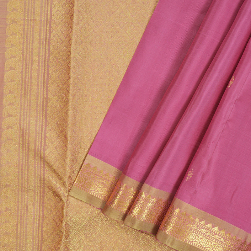 Hayagrivas Handloom Rose Pink Kanjivaram Silk Saree with Light Pista Green Border KSBE5H4-1