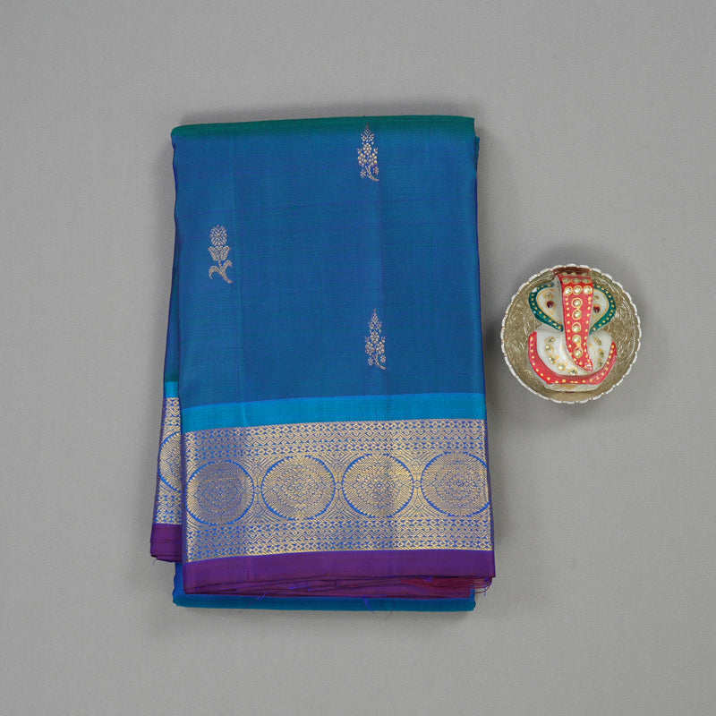 Hayagrivas Handloom Mayilkazhuthu Kanjivaram Silk Saree with Ananda Blue border KSBE5H6-29
