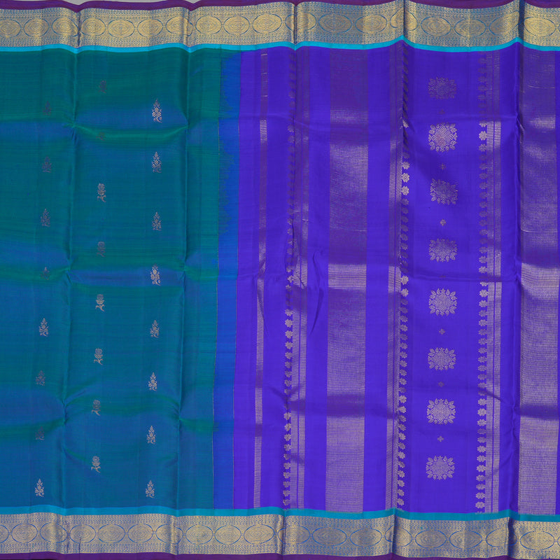 Hayagrivas Handloom Mayilkazhuthu Kanjivaram Silk Saree with Ananda Blue border KSBE5H6-29
