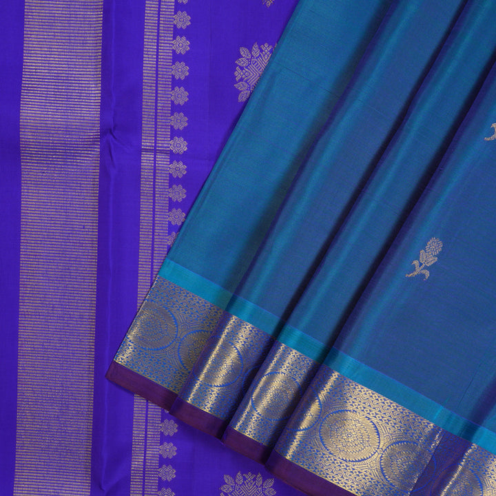 Hayagrivas Handloom Mayilkazhuthu Kanjivaram Silk Saree with Ananda Blue border KSBE5H6-29