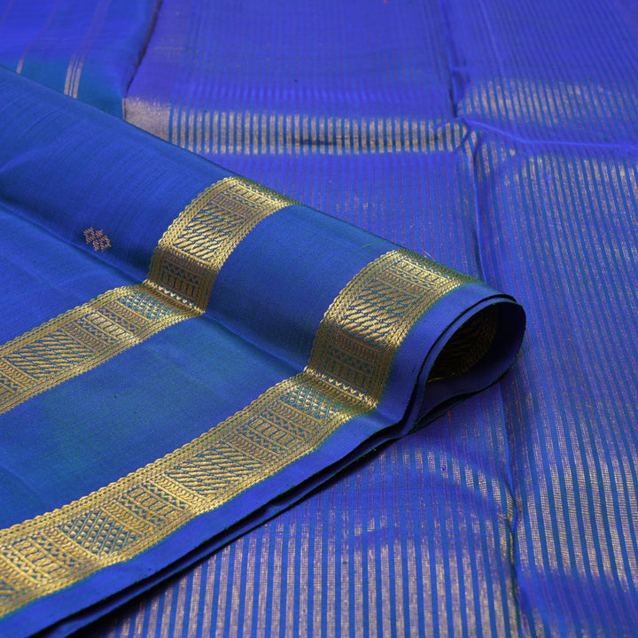 Hayagrivas Handloom Peacock Blue Kanjivaram Silk Saree KSBE5H9-2