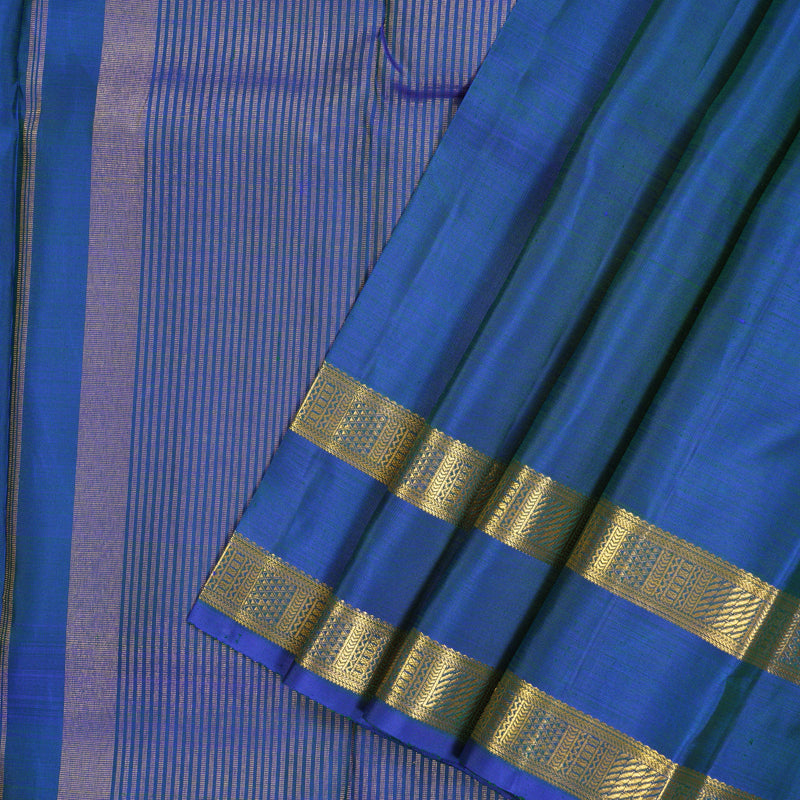 Hayagrivas Handloom Peacock Blue Kanjivaram Silk Saree KSBE5H9-2