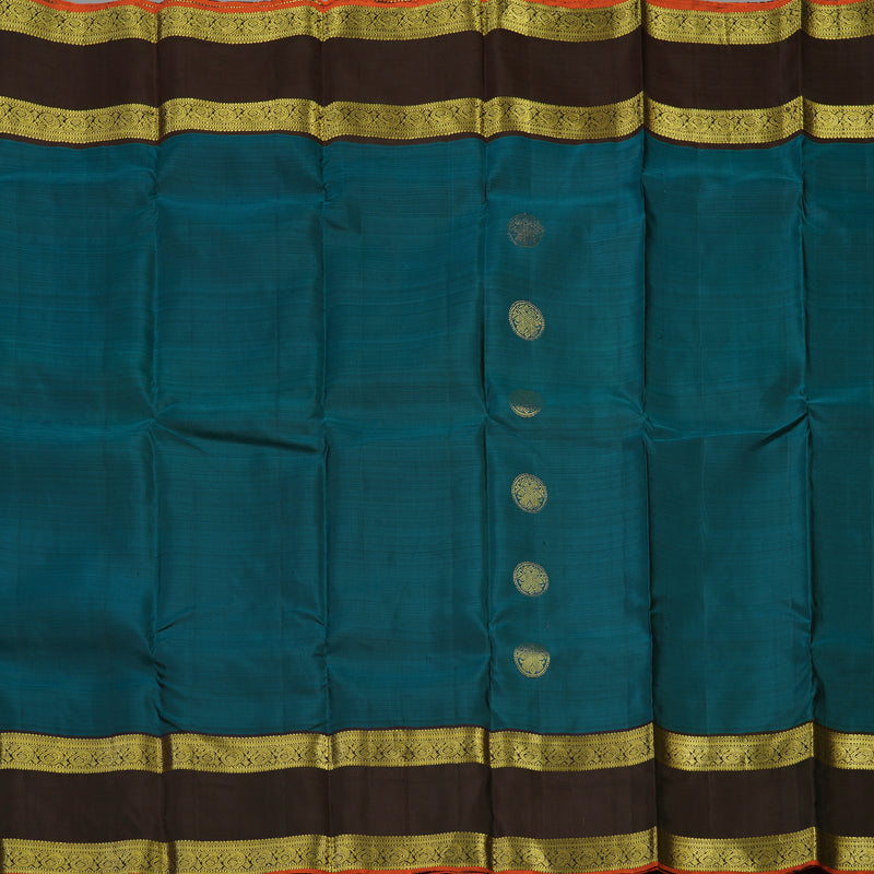Hayagrivas Handloom Dark Teal Kanjivaram Silk Saree with Deep Jamun Shade KSBE5H9-6