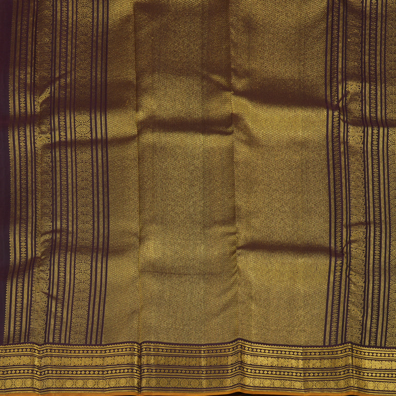 Hayagrivas Handloom Sampanga Yellow Kanjivaram Silk Saree with Kanchana Brown Border KSBE62L5-2