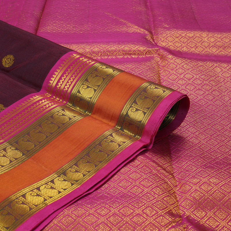 Hayagrivas Handloom Wine Maroon Kanjivaram Silk Saree KSBE65L1-1