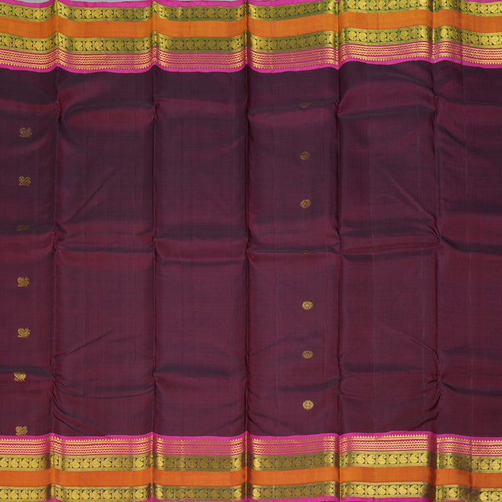 Hayagrivas Handloom Wine Maroon Kanjivaram Silk Saree KSBE65L1-1