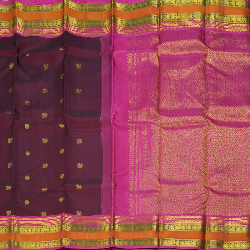 Hayagrivas Handloom Wine Maroon Kanjivaram Silk Saree KSBE65L1-1