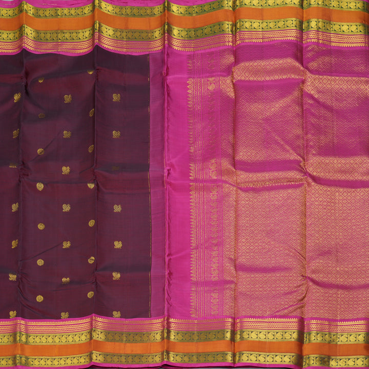 Hayagrivas Handloom Wine Maroon Kanjivaram Silk Saree KSBE65L1-1