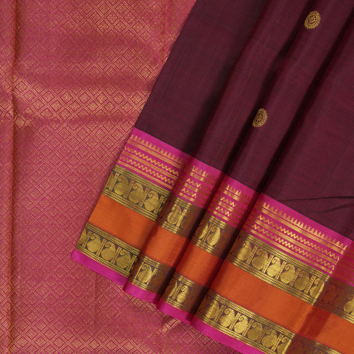 Hayagrivas Handloom Wine Maroon Kanjivaram Silk Saree KSBE65L1-1