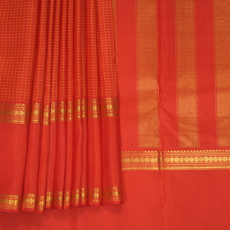 Hayagrivas Handloom Red Kanjivaram Silk Saree KSBE65L4-1