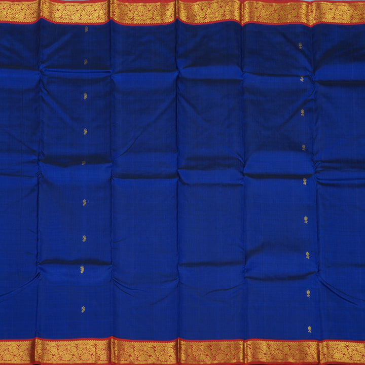 Hayagrivas Handloom MS Blue Kanjivaram Silk Saree with Red Border KSBE65L7-4