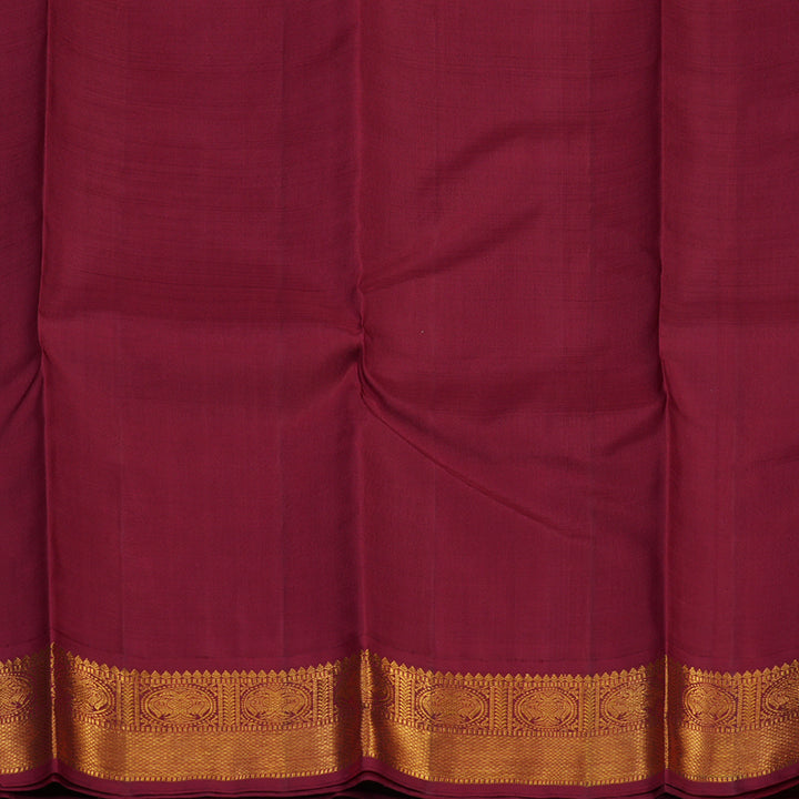 Hayagrivas Handloom Bluish-Grey Kanjivaram Silk Saree with Maroon Border KSBE65L7-5