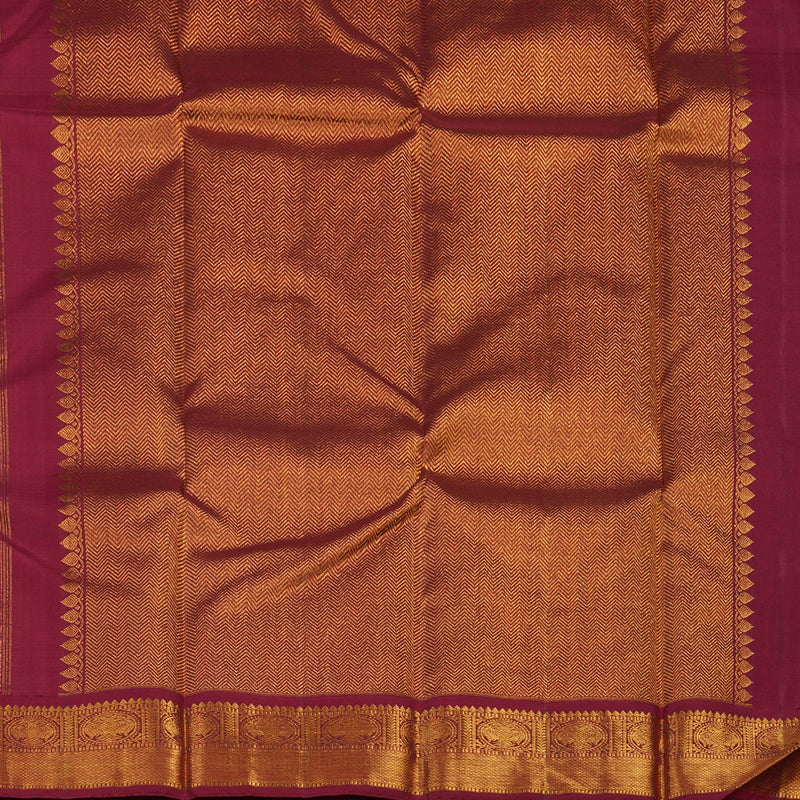 Hayagrivas Handloom Bluish-Grey Kanjivaram Silk Saree with Maroon Border KSBE65L7-5