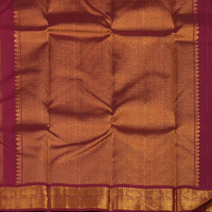 Hayagrivas Handloom Bluish-Grey Kanjivaram Silk Saree with Maroon Border KSBE65L7-5