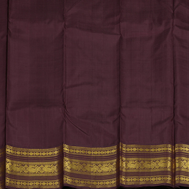 Hayagrivas Handloom Mild Onion Pink Kanjivaram Silk Saree with Burgundy Border KBE2172A4-1