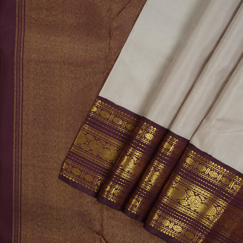 Hayagrivas Handloom Mild Onion Pink Kanjivaram Silk Saree with Burgundy Border KBE2172A4-1
