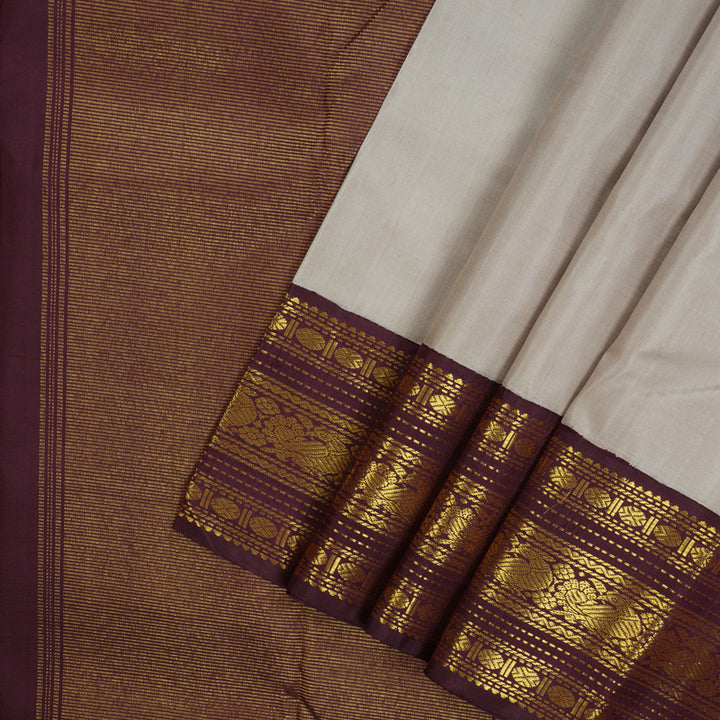 Hayagrivas Handloom Mild Onion Pink Kanjivaram Silk Saree with Burgundy Border KBE2172A4-1