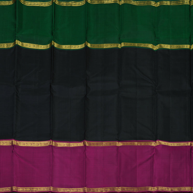 Hayagrivas Handloom Black Kanjivaram Silk Saree with Ganga Jamuna border KSBE66L8-1