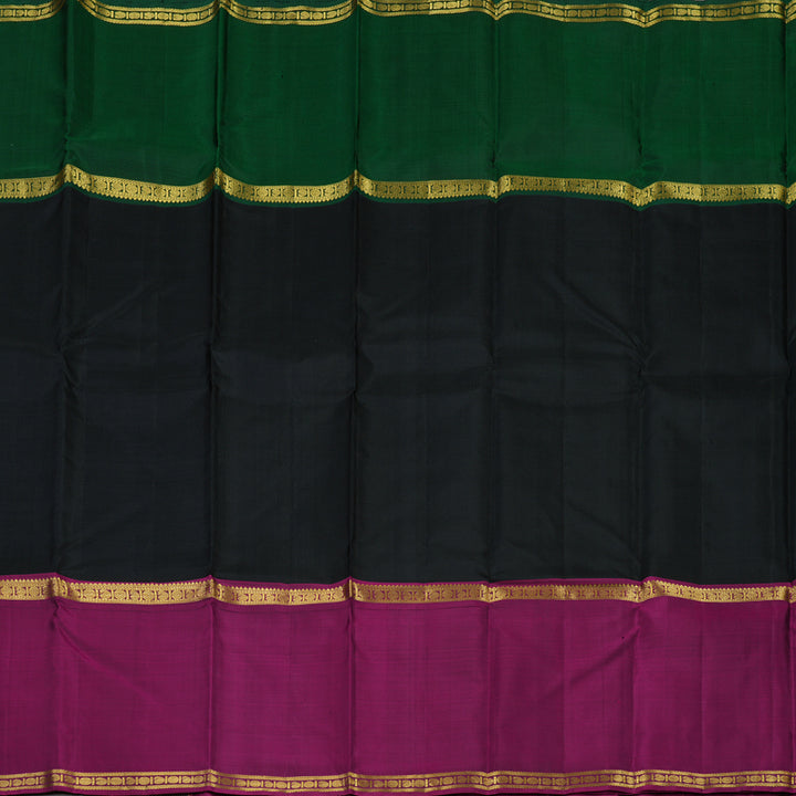 Hayagrivas Handloom Black Kanjivaram Silk Saree with Ganga Jamuna border KSBE66L8-1