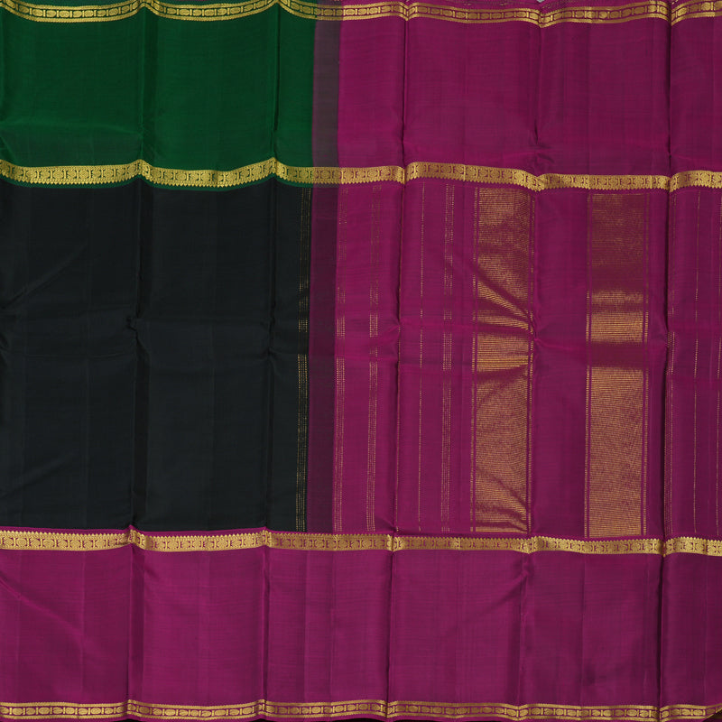 Hayagrivas Handloom Black Kanjivaram Silk Saree with Ganga Jamuna border KSBE66L8-1