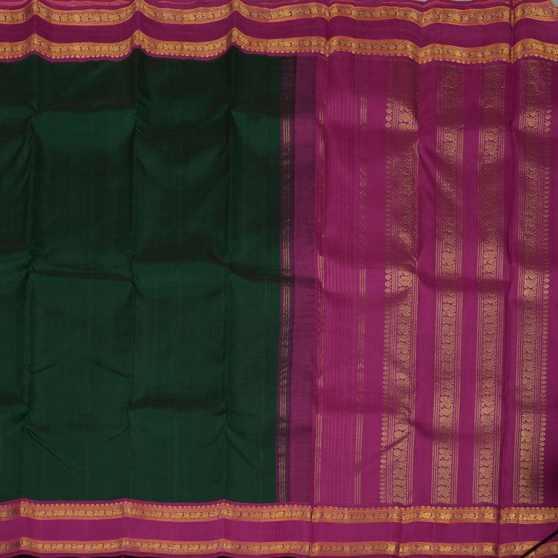 Hayagrivas Handloom Karum Pachai Kanjivaram Silk Saree with Wine Purple border KSBE66L9-1