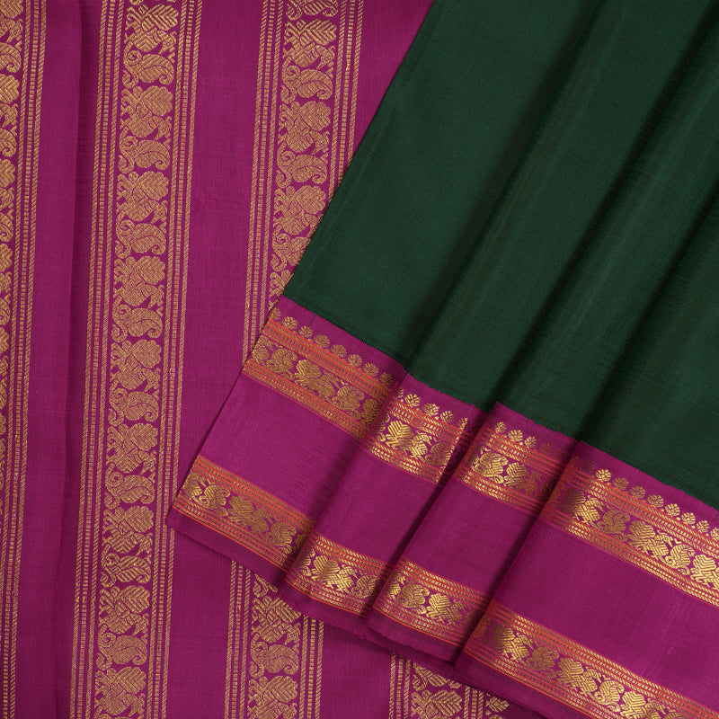 Hayagrivas Handloom Karum Pachai Kanjivaram Silk Saree with Wine Purple border KSBE66L9-1