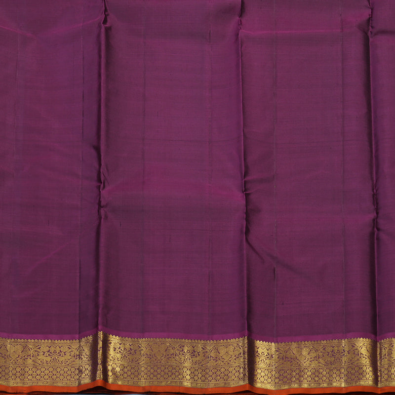 Hayagrivas Handloom Kanchana Brown Kanjivaram Silk Saree with Purple Border KSBE67L1-1