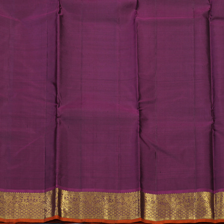 Hayagrivas Handloom Kanchana Brown Kanjivaram Silk Saree with Purple Border KSBE67L1-1