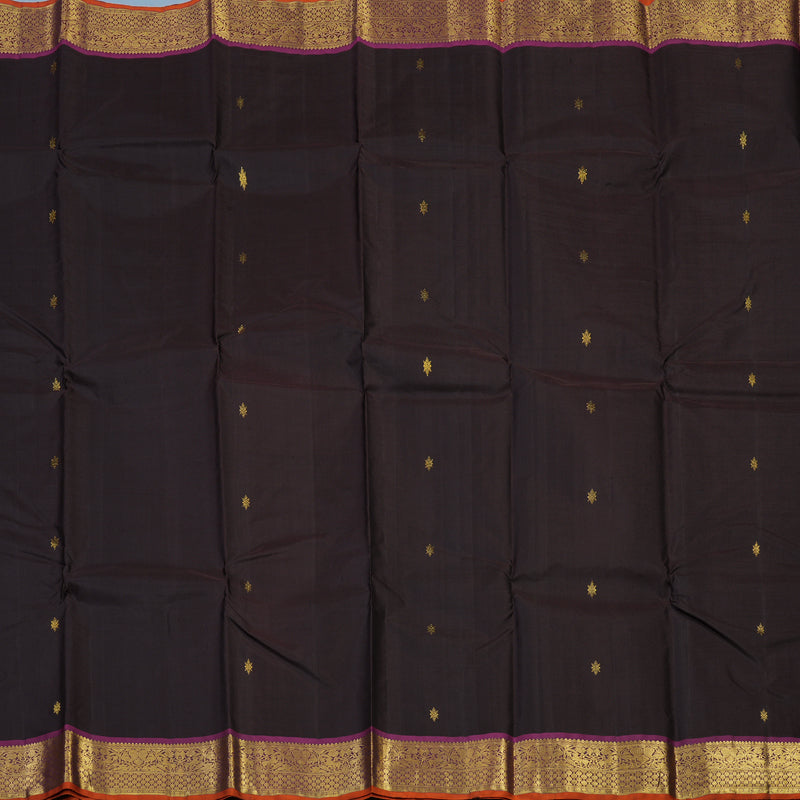 Hayagrivas Handloom Kanchana Brown Kanjivaram Silk Saree with Purple Border KSBE67L1-1