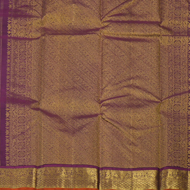 Hayagrivas Handloom Kanchana Brown Kanjivaram Silk Saree with Purple Border KSBE67L1-1