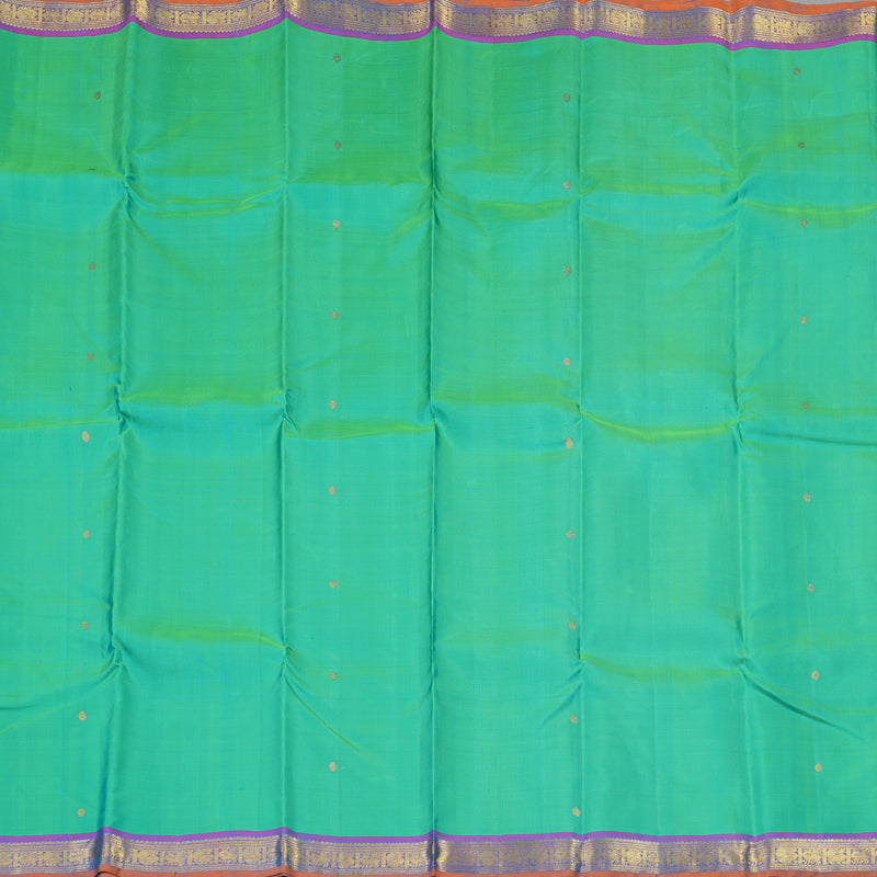 Hayagrivas Handloom Aqua Green Kanjivaram Silk Saree with Purple Border KSBE67L2-1
